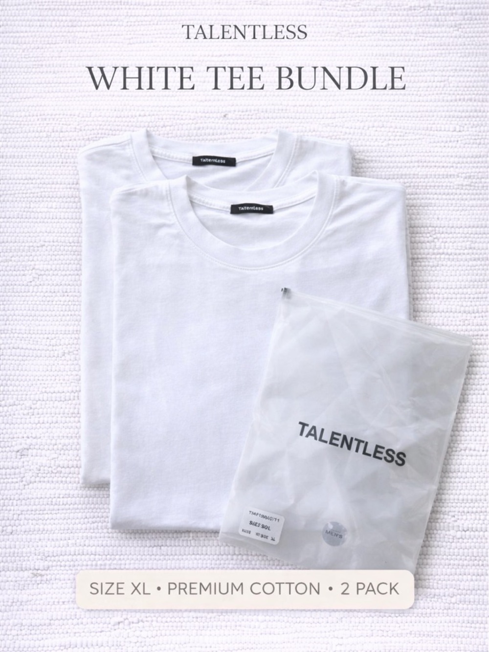 Talentless White Tee Bundle XL Premium Cotton Minimal Streetwear 2pc